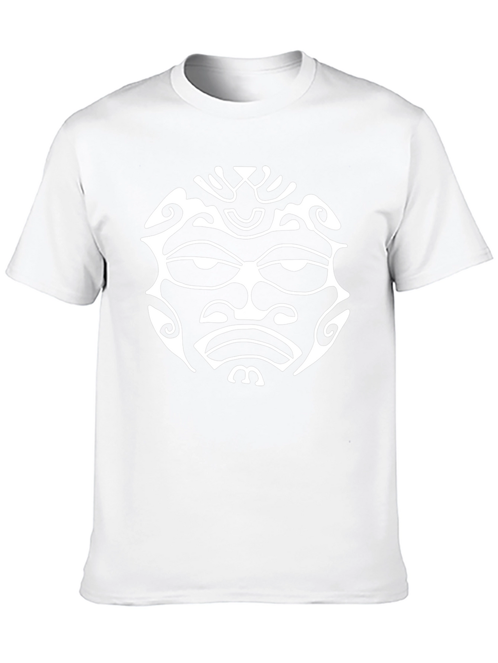 Tribal Face Graphic Tee - Bold Black Cotton T-Shirt