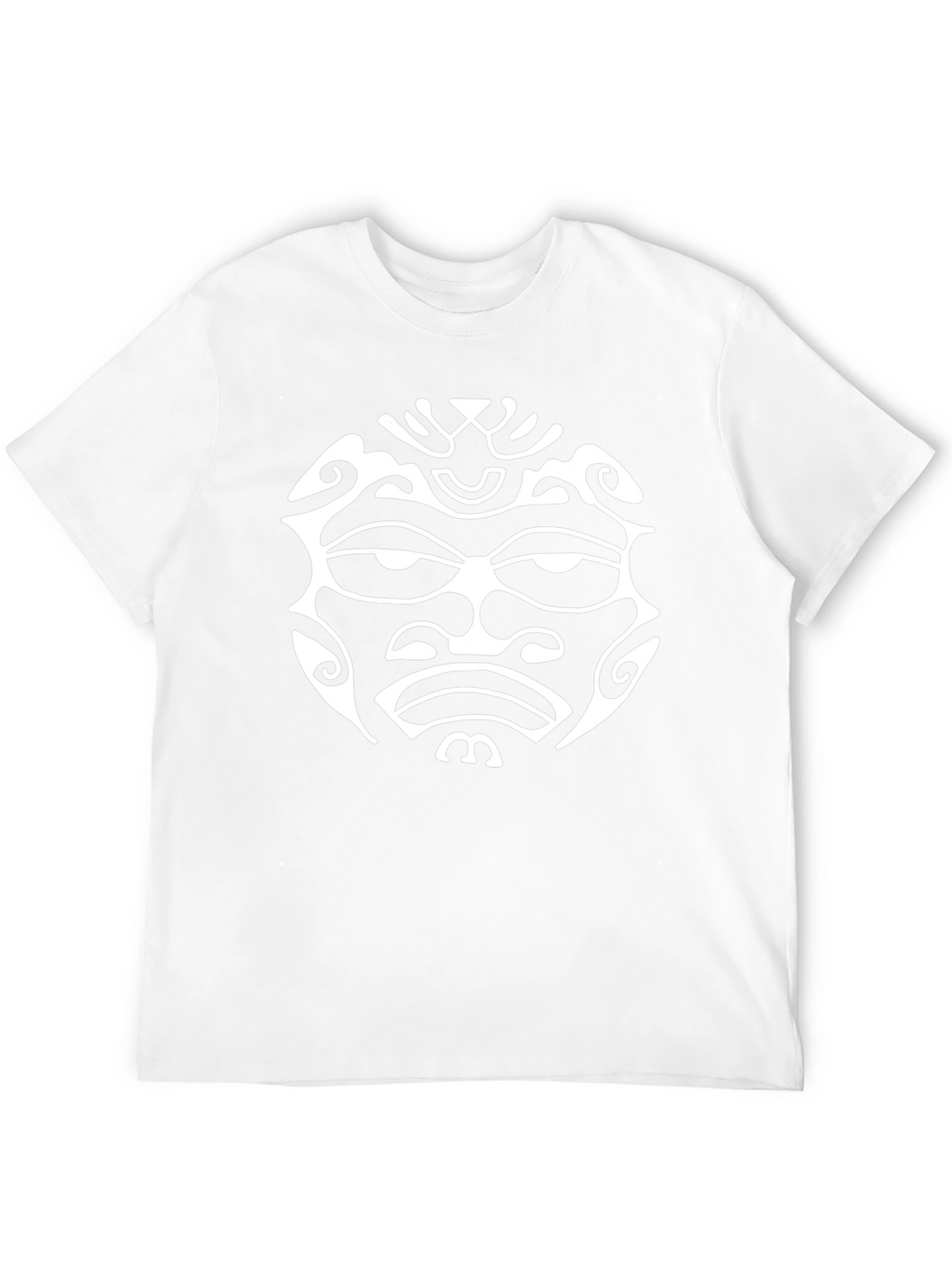 Tribal Face Graphic Tee - Bold Black Cotton T-Shirt