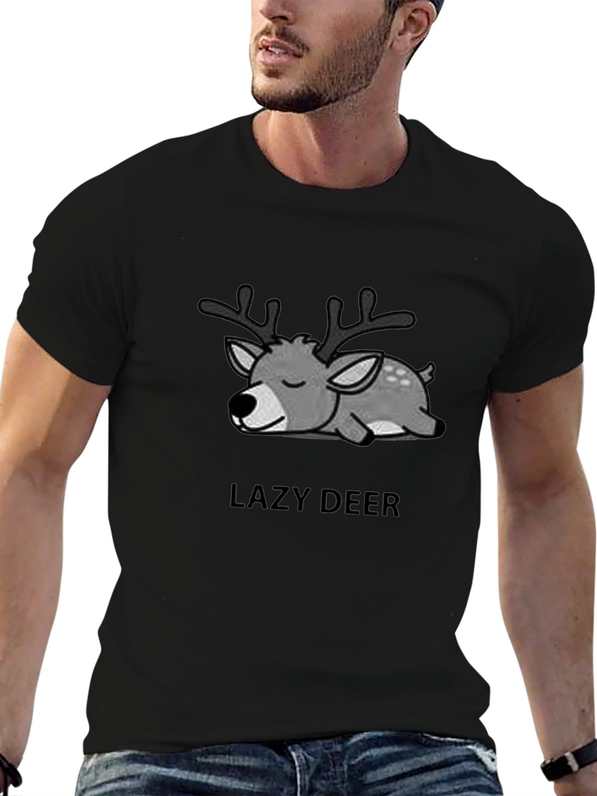 Lazy Deer Graphic Tee - Unisex Cotton T-Shirt