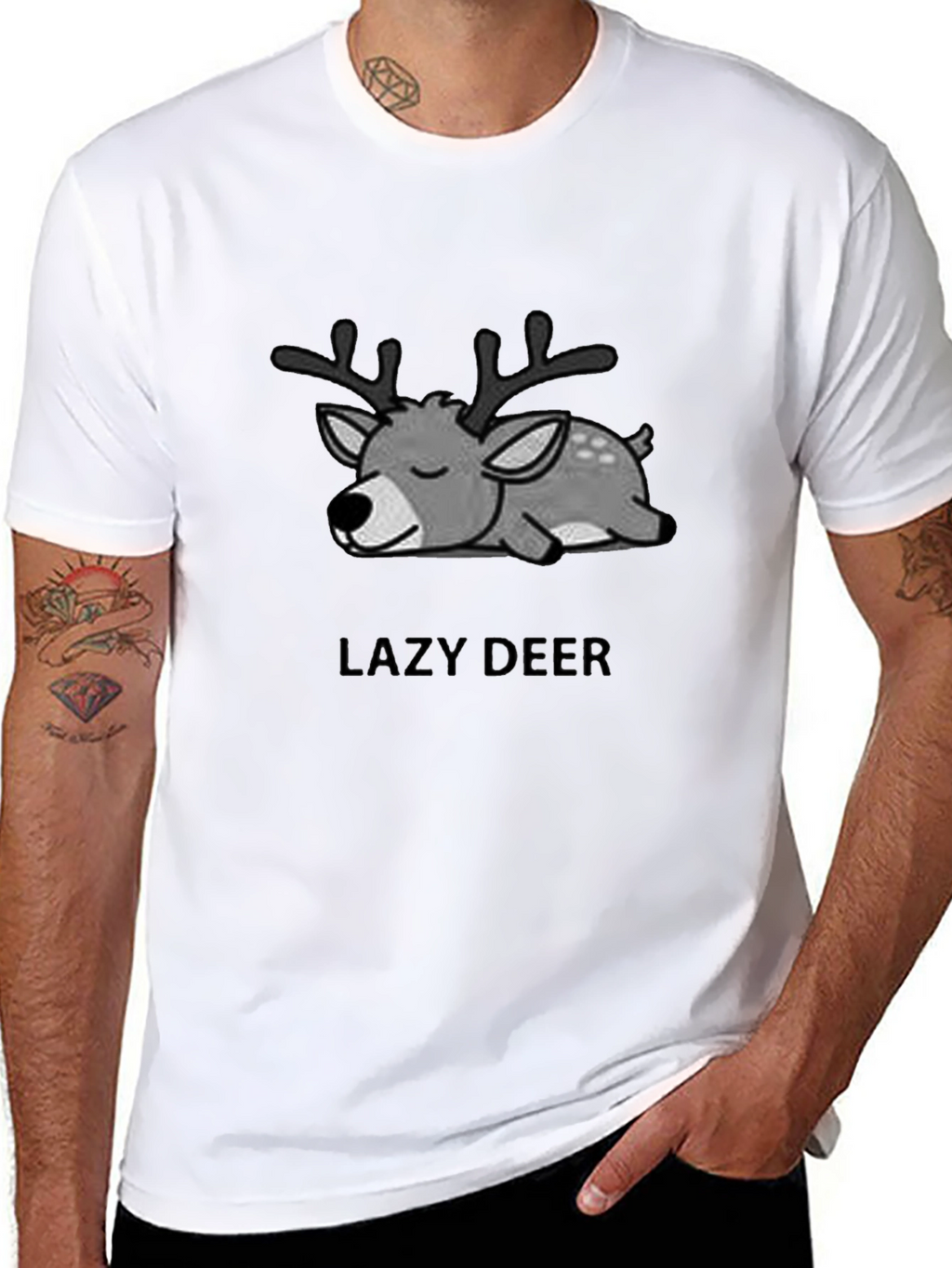 Lazy Deer Graphic Tee - Unisex Cotton T-Shirt