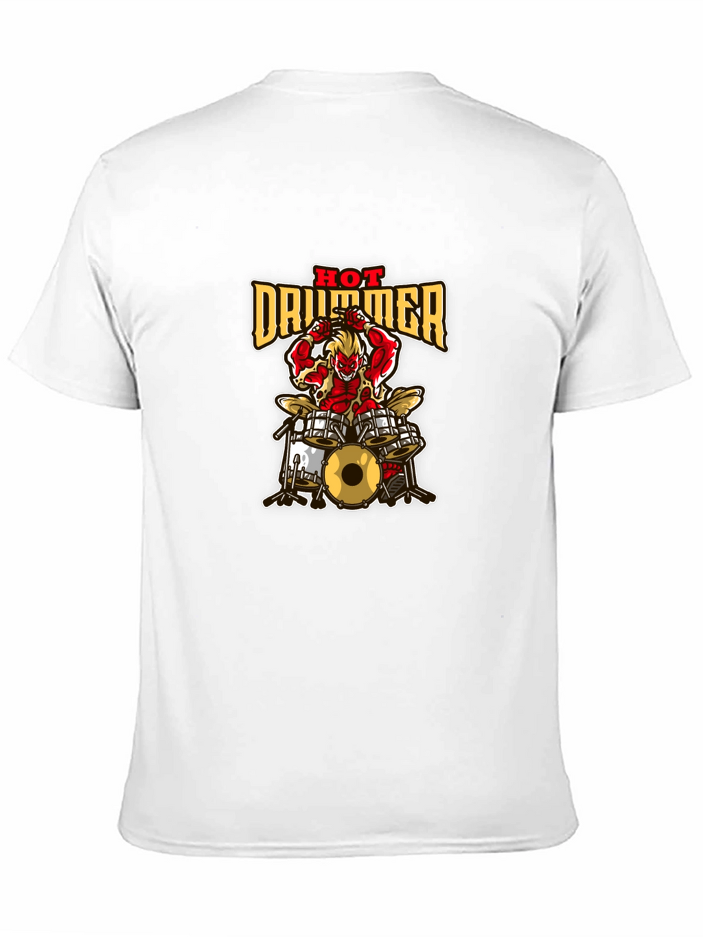 Hot Drummer Graphic Print Black T-Shirt