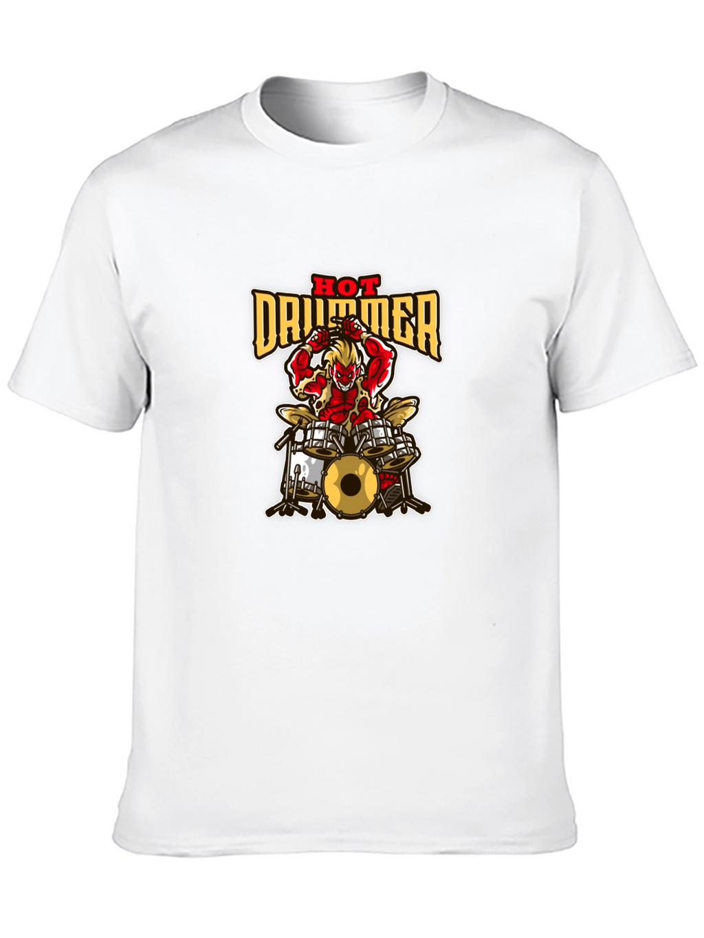 Hot Drummer Graphic Print Black T-Shirt