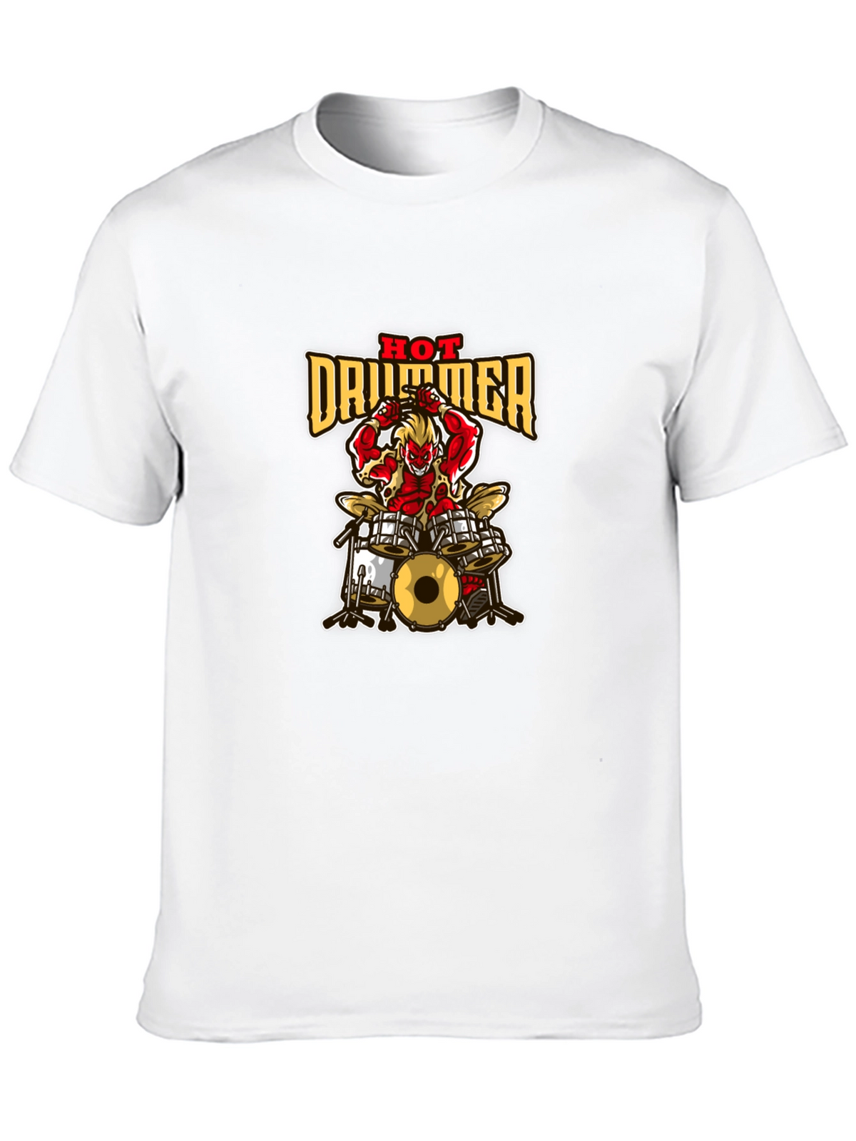 Hot Drummer Graphic Print Black T-Shirt