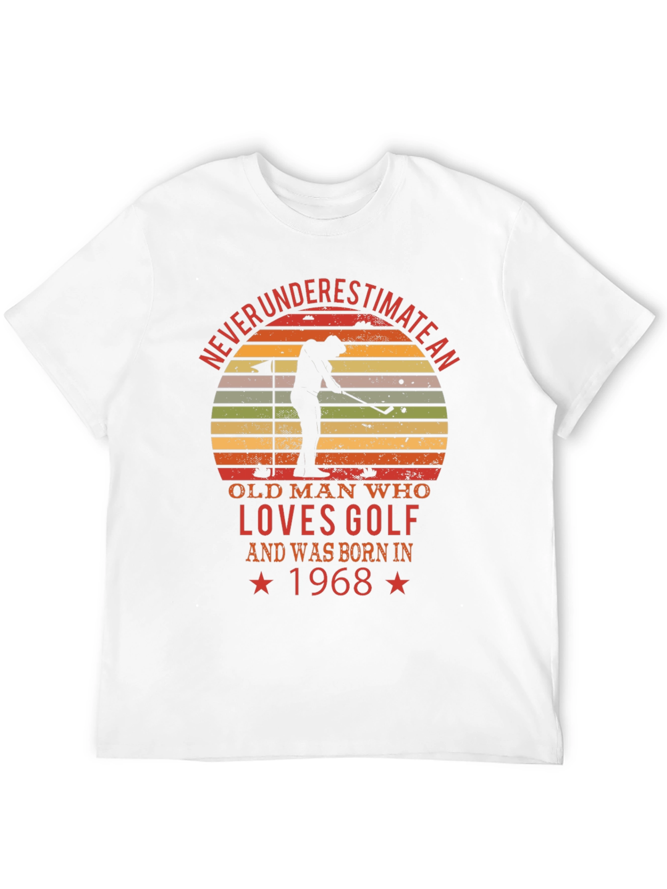 Never Underestimate Old Man Golf 1968 T-Shirt