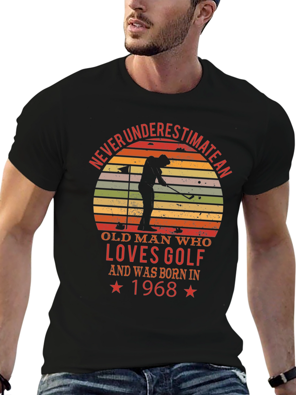 Never Underestimate Old Man Golf 1968 T-Shirt