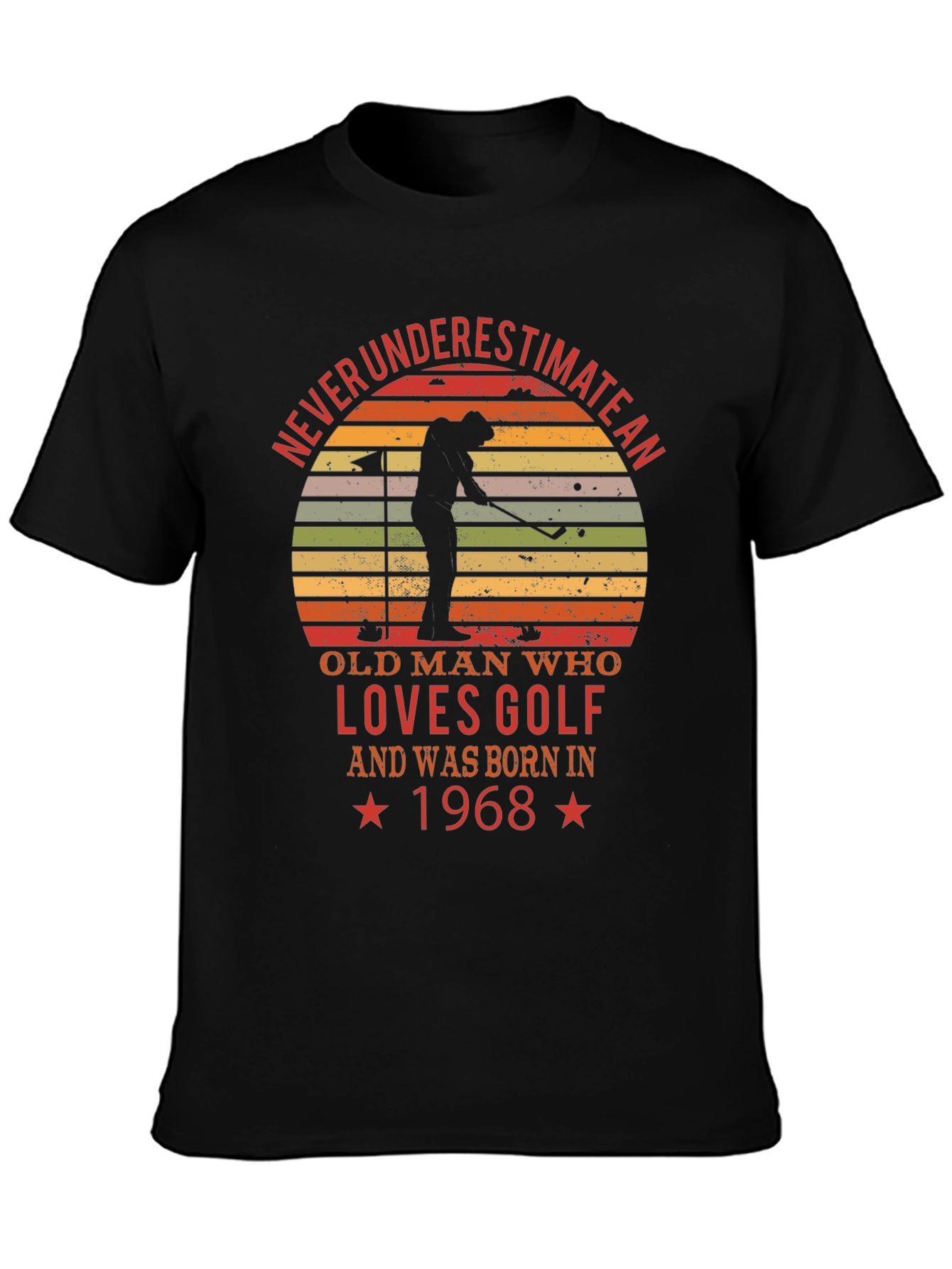Never Underestimate Old Man Golf 1968 T-Shirt