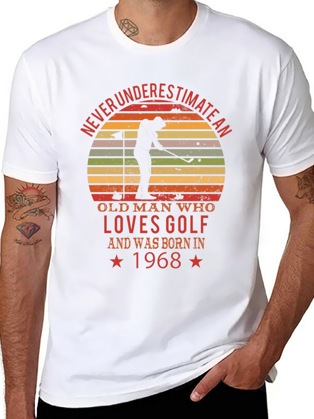 Never Underestimate Old Man Golf 1968 T-Shirt