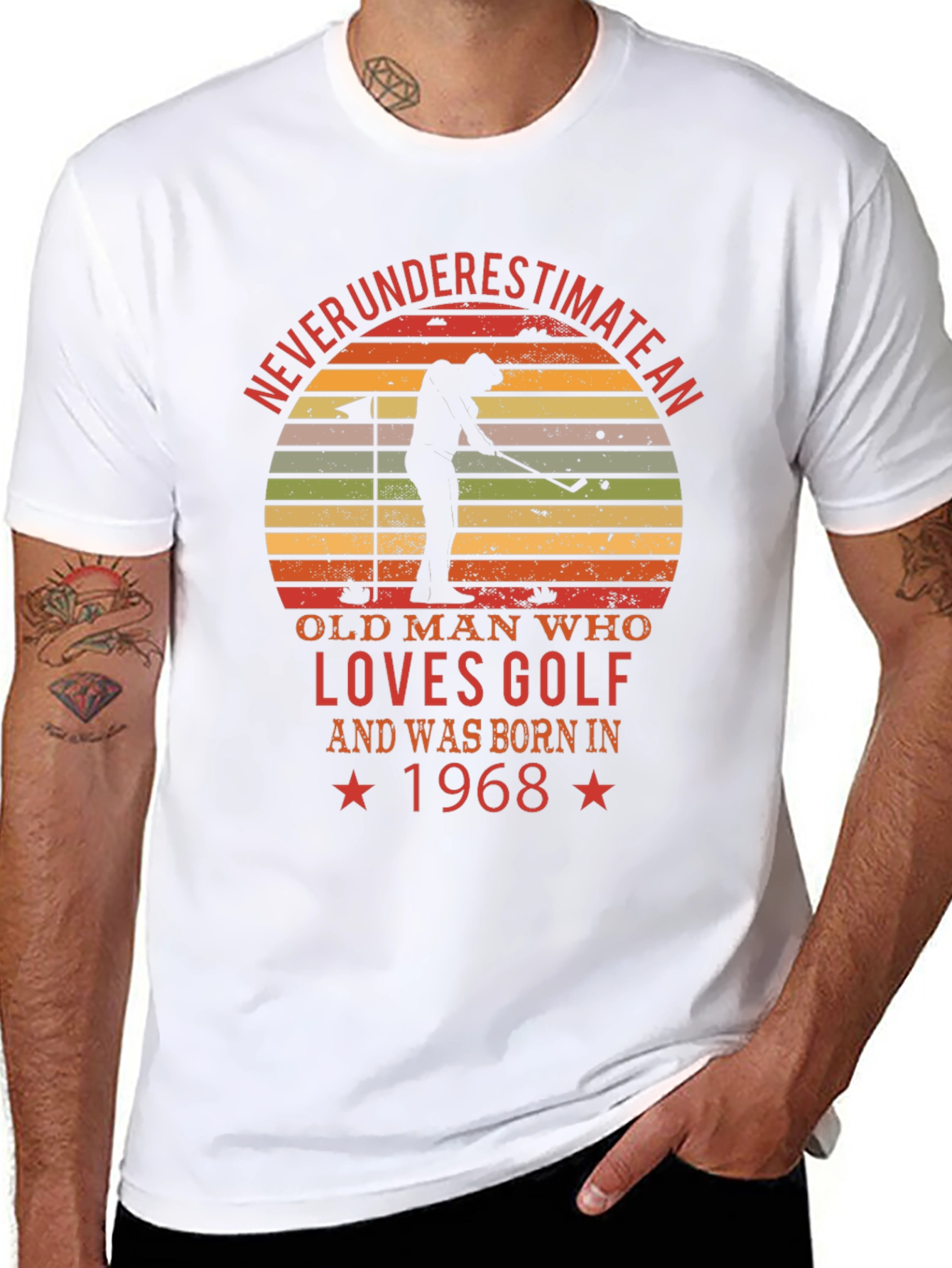 Never Underestimate Old Man Golf 1968 T-Shirt