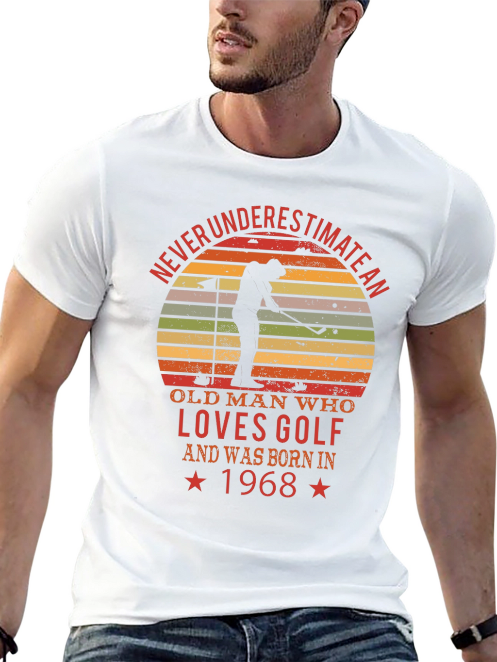 Never Underestimate Old Man Golf 1968 T-Shirt