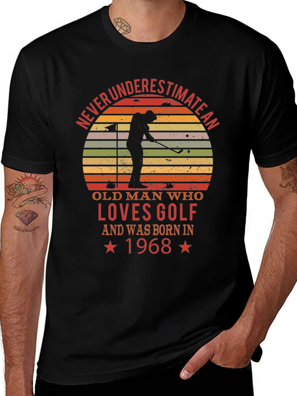 Never Underestimate Old Man Golf 1968 T-Shirt