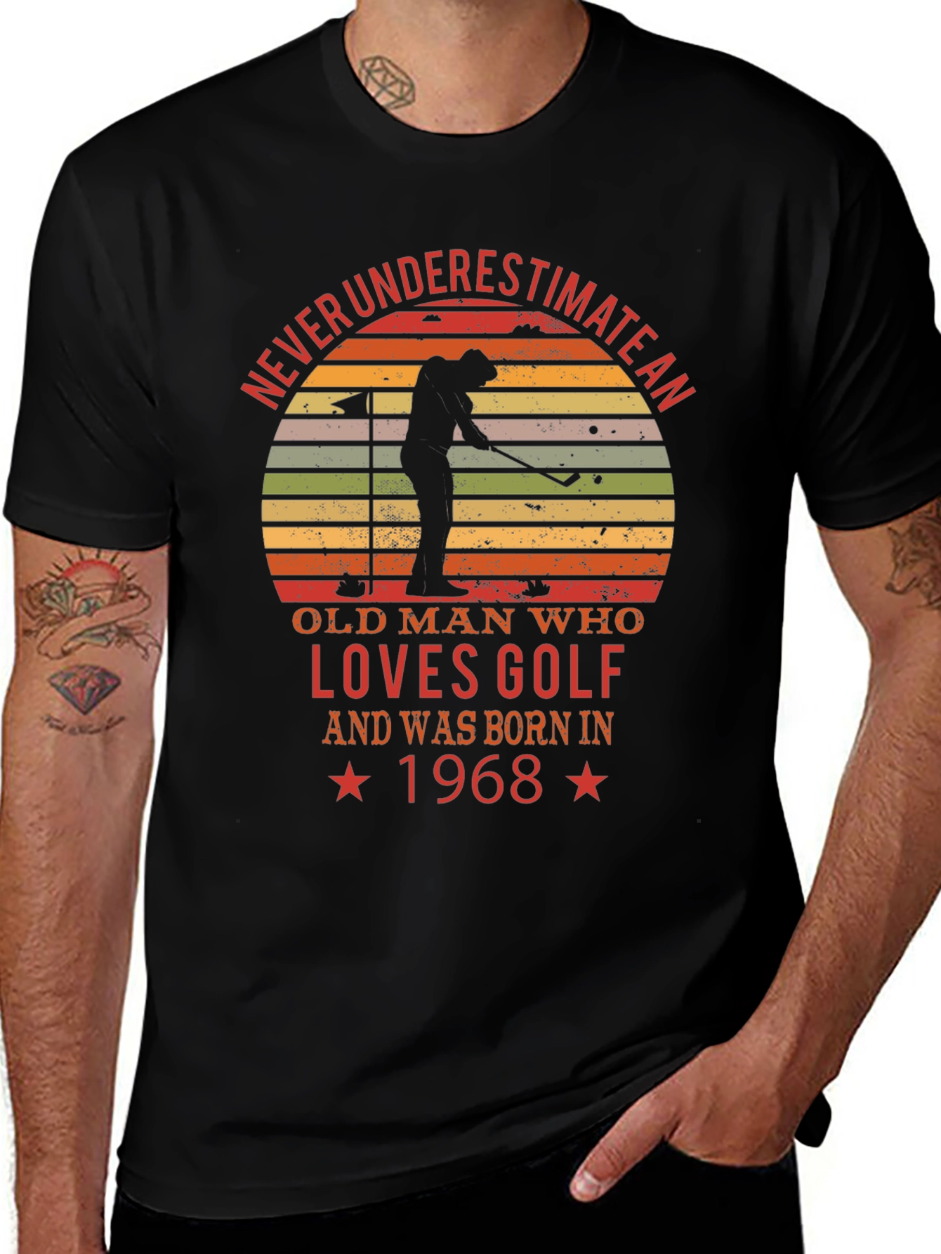 Never Underestimate Old Man Golf 1968 T-Shirt