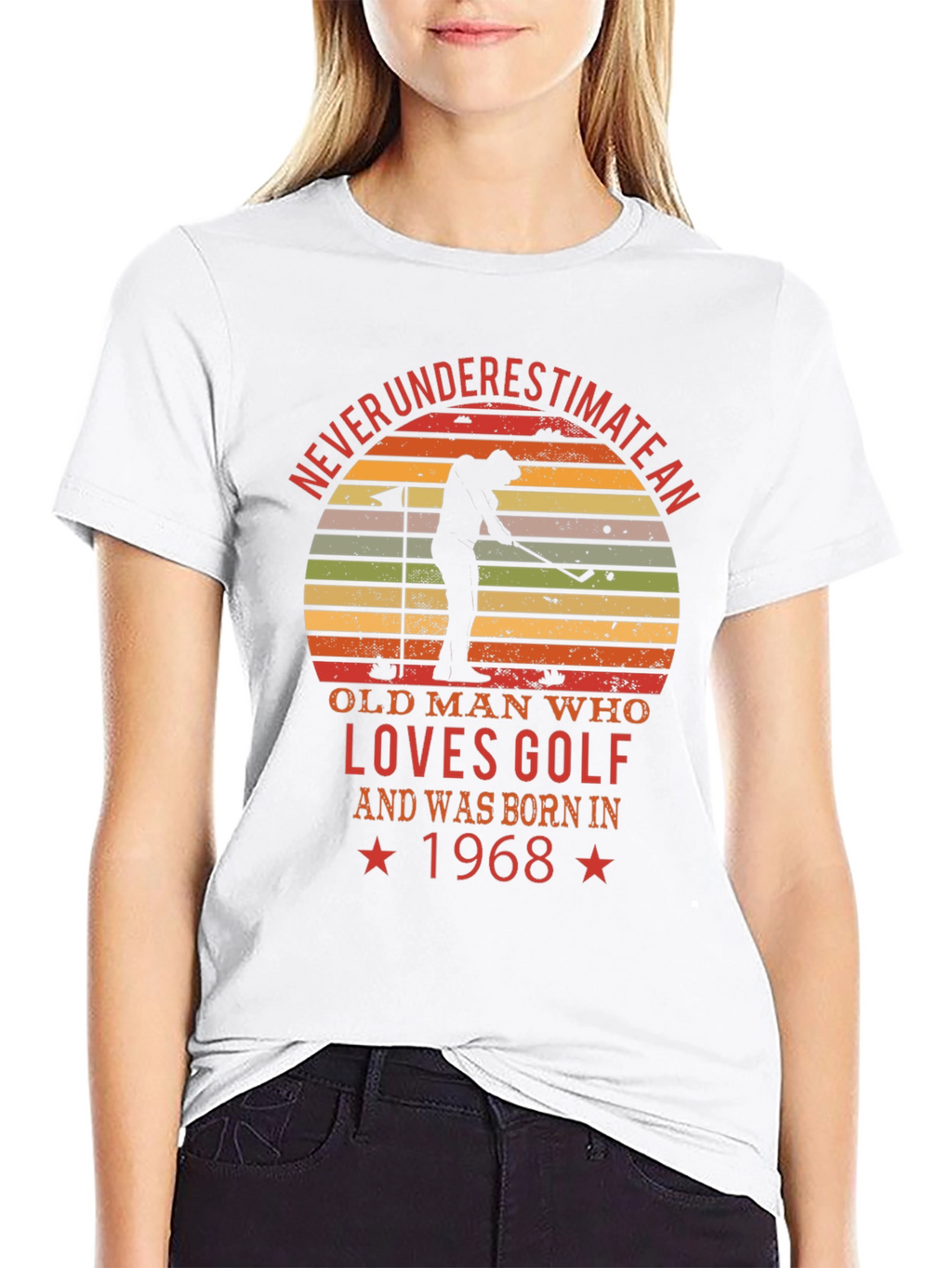 Never Underestimate Old Man Golf 1968 T-Shirt