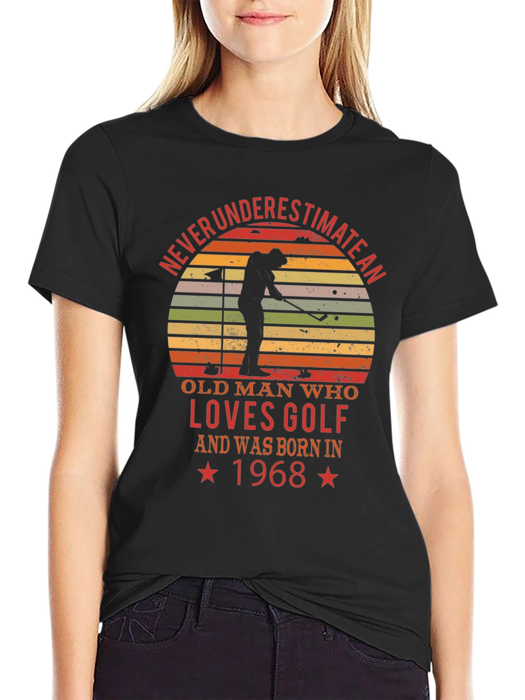 Never Underestimate Old Man Golf 1968 T-Shirt