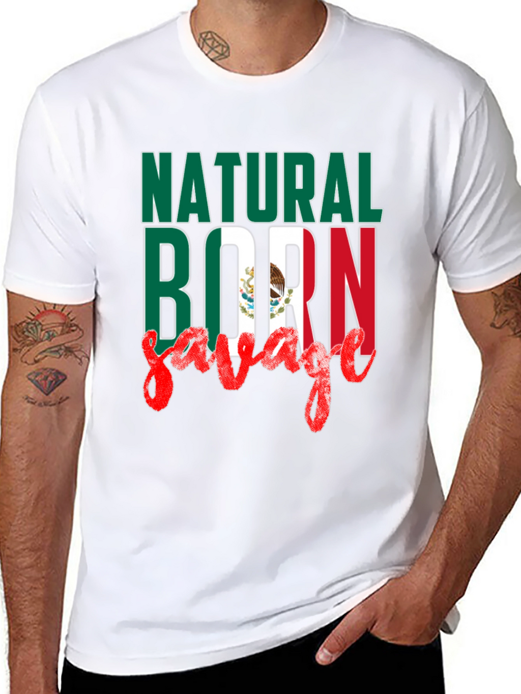Natural Born Savage Mexican Flag T-Shirt