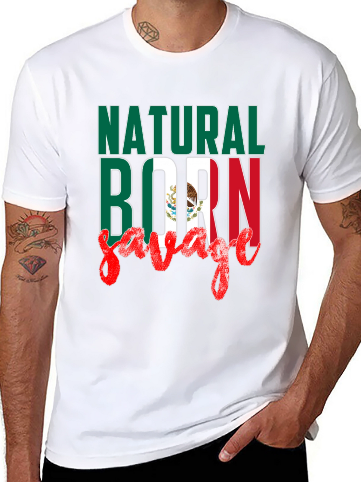 Natural Born Savage Mexican Flag T-Shirt