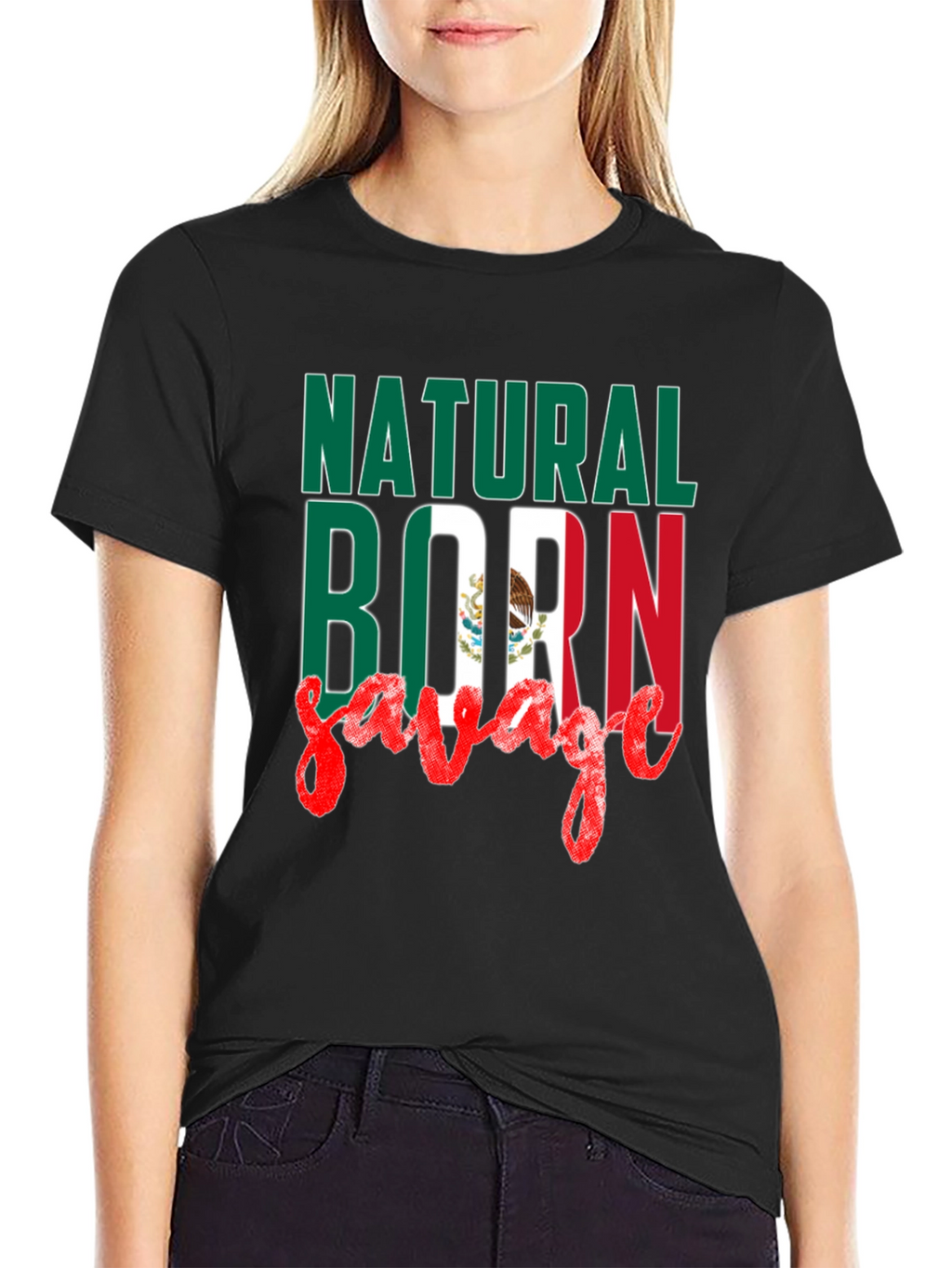 Natural Born Savage Mexican Flag T-Shirt