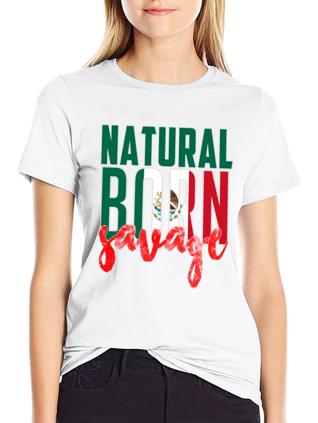 Natural Born Savage Mexican Flag T-Shirt