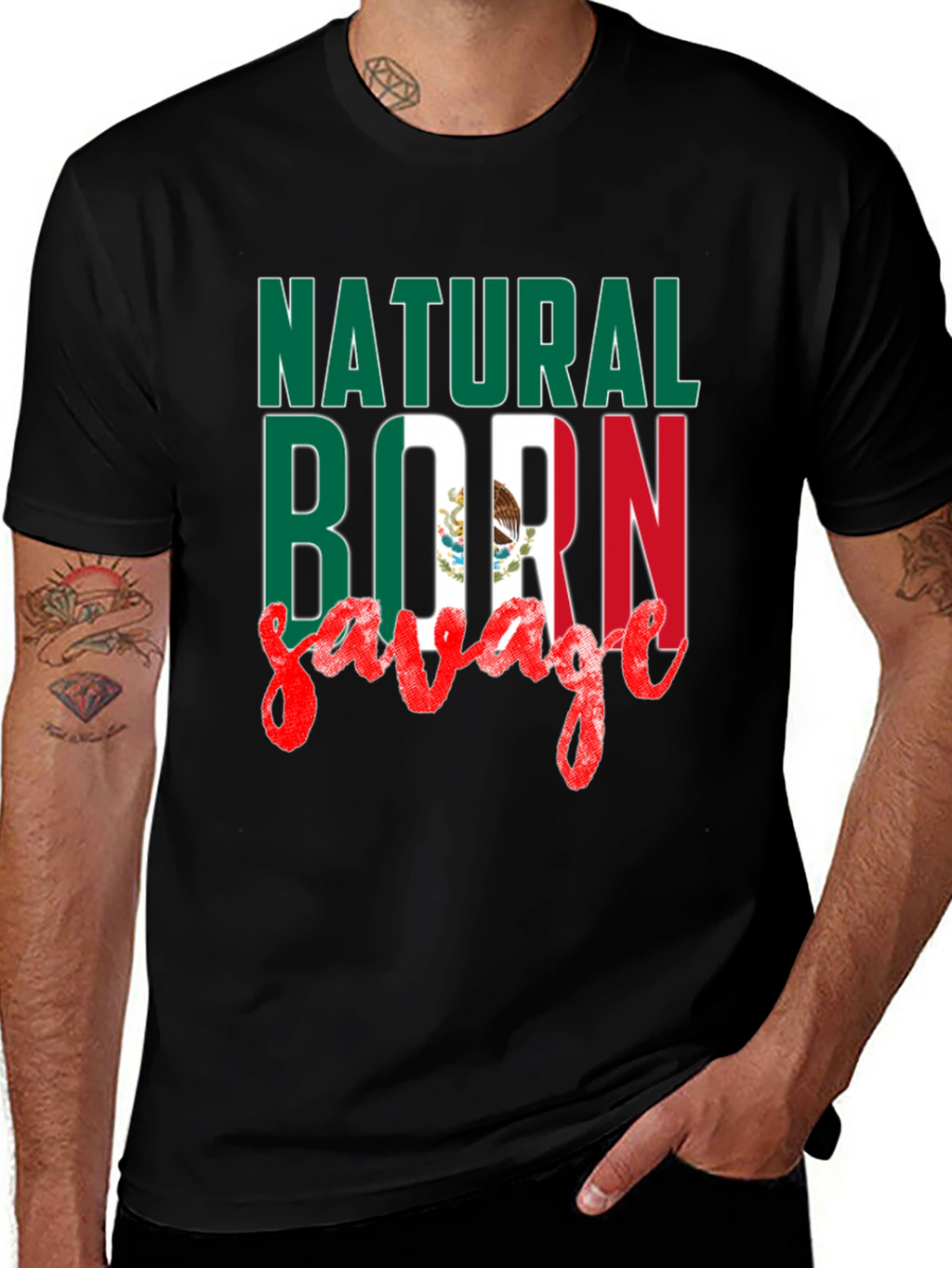 Natural Born Savage Mexican Flag T-Shirt