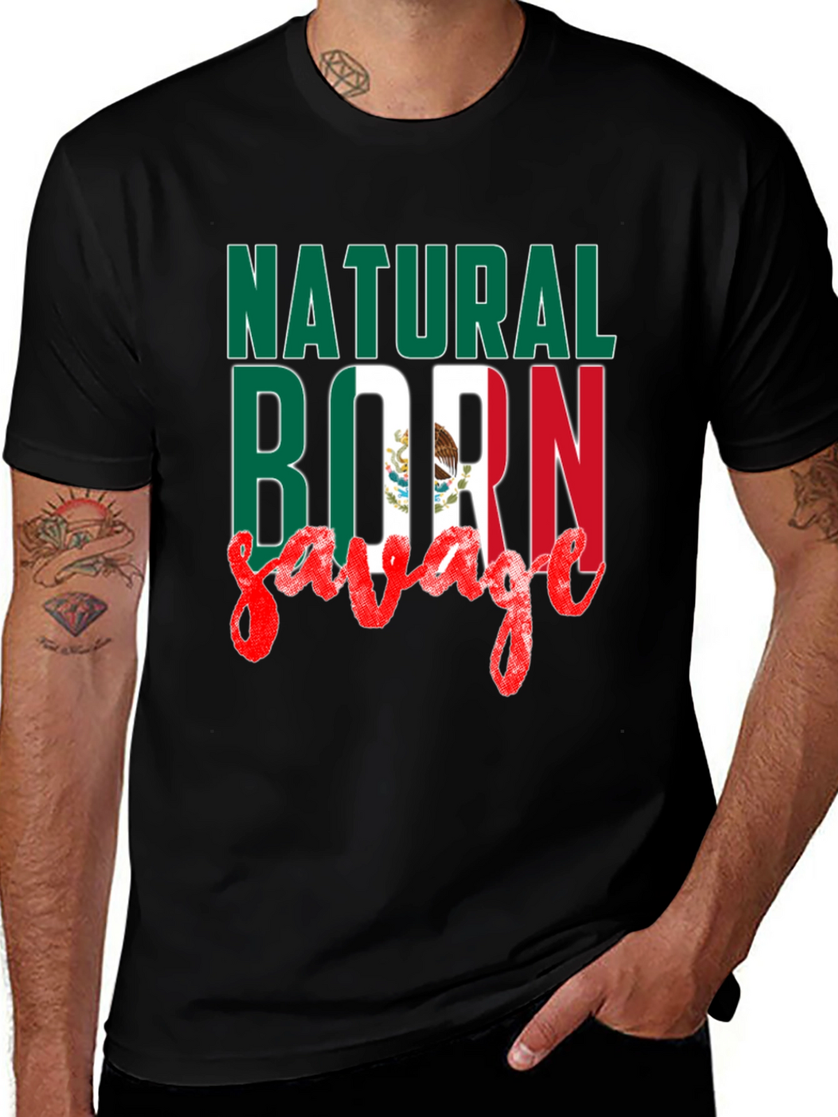 Natural Born Savage Mexican Flag T-Shirt