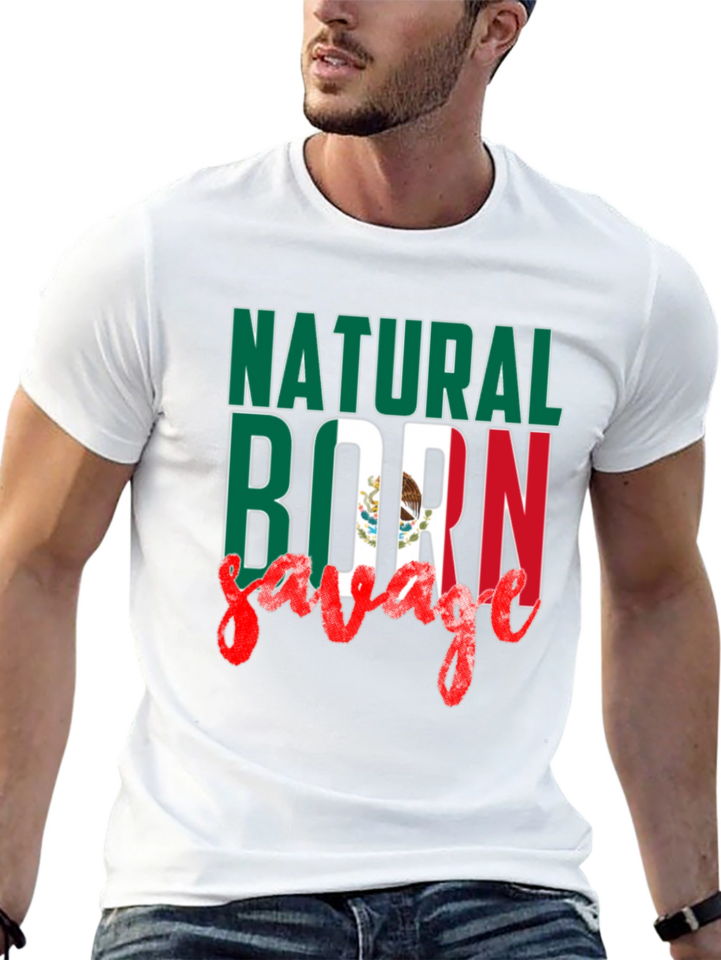 Natural Born Savage Mexican Flag T-Shirt