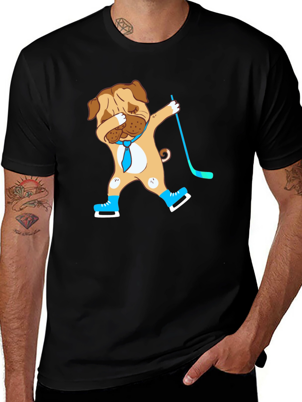 Dabbing Dog Hockey Player Graphic T-Shirt