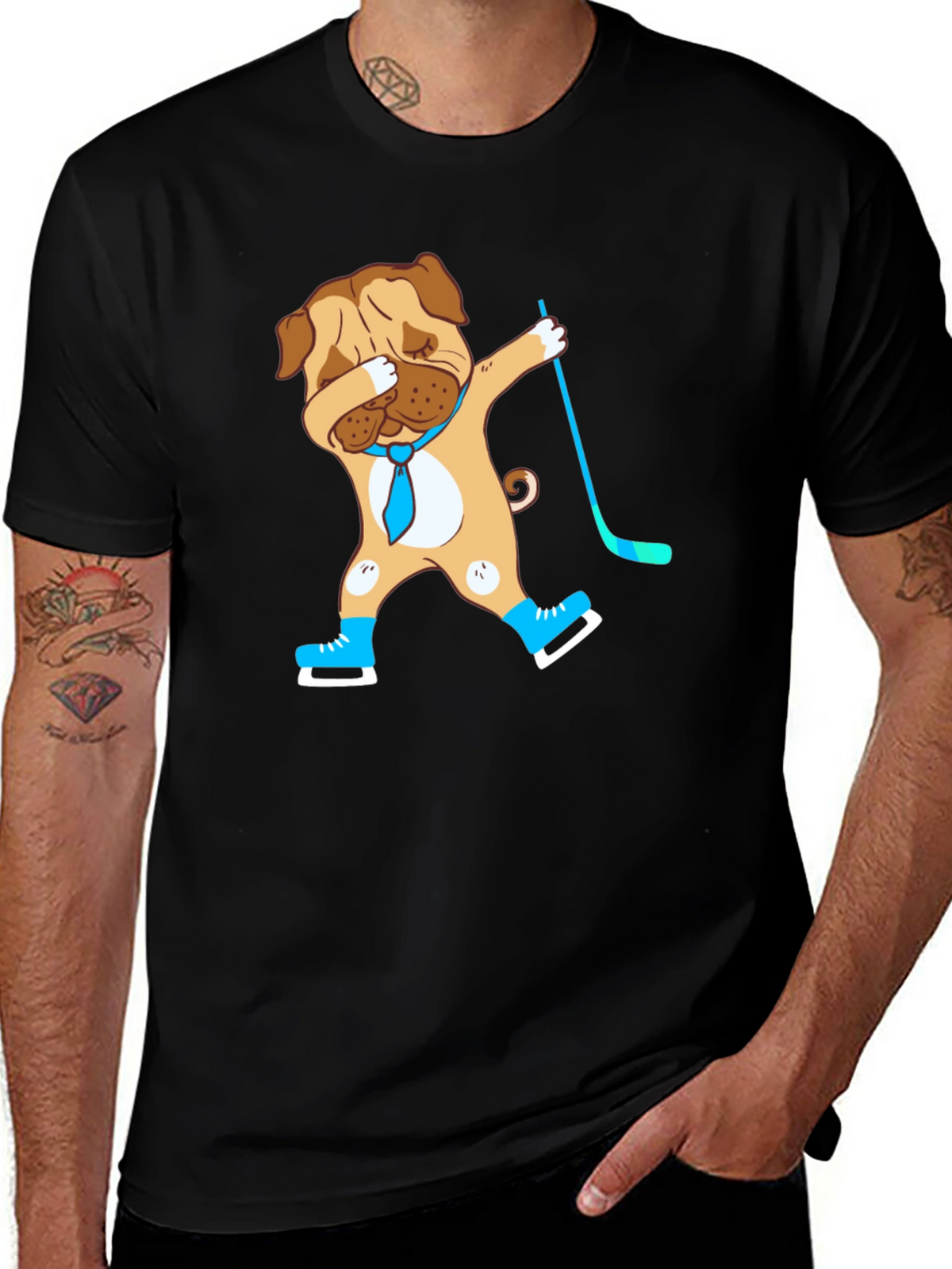 Dabbing Dog Hockey Player Graphic T-Shirt