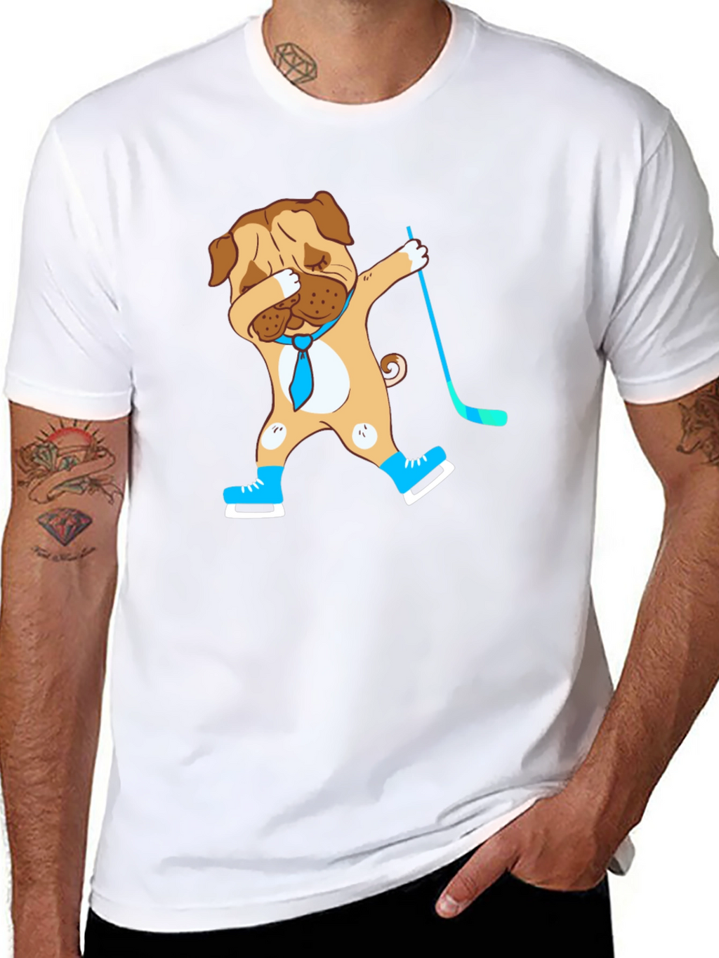 Dabbing Dog Hockey Player Graphic T-Shirt