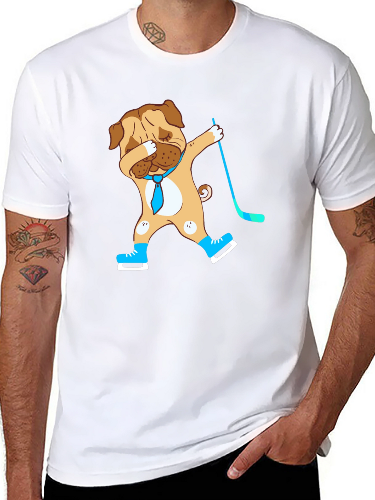 Dabbing Dog Hockey Player Graphic T-Shirt