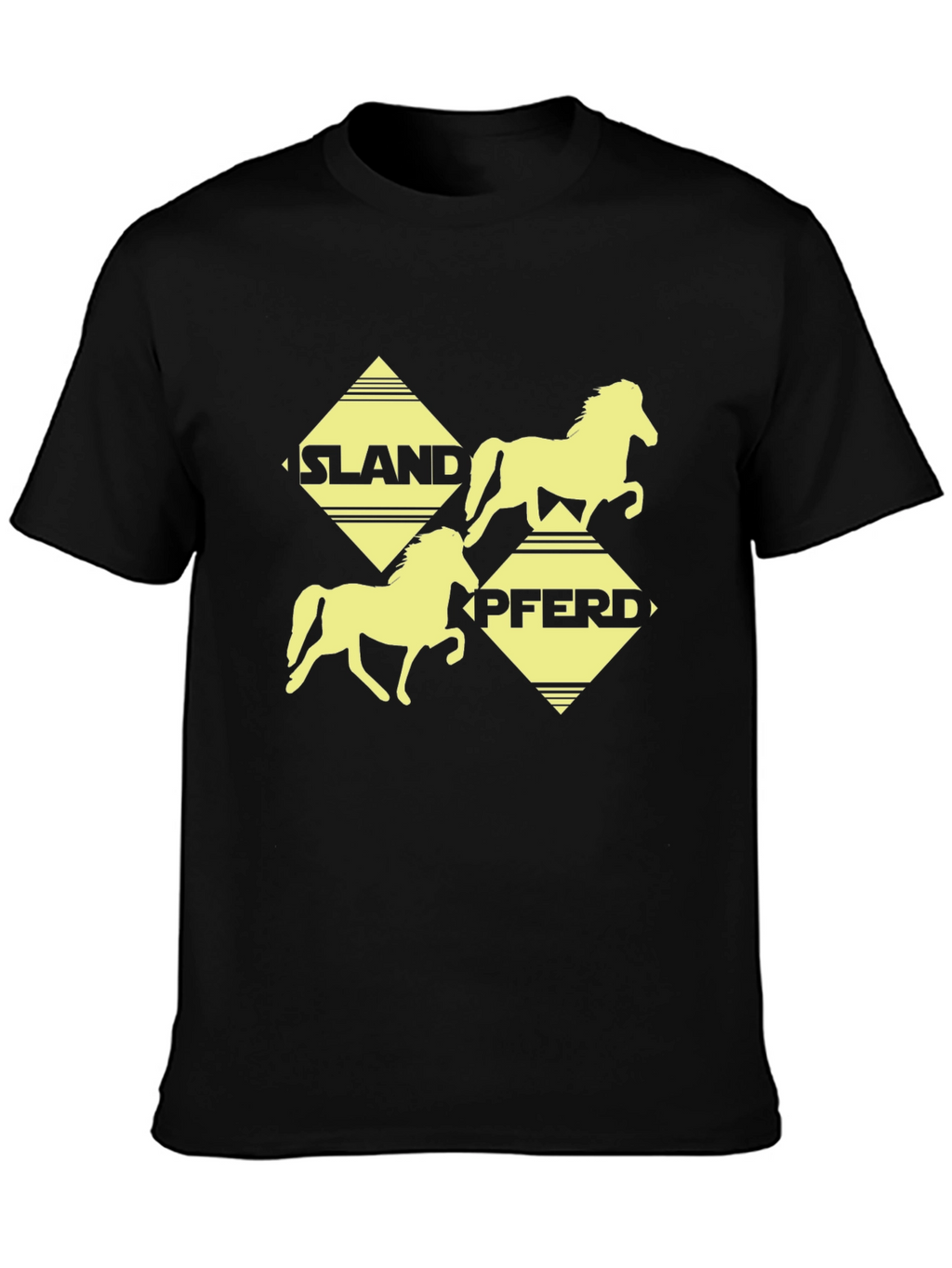 Islandpferd Graphic Tee - Black Cotton T-Shirt