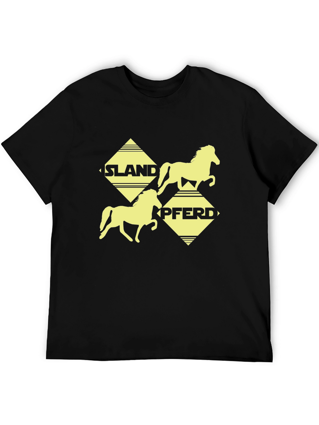 Islandpferd Graphic Tee - Black Cotton T-Shirt