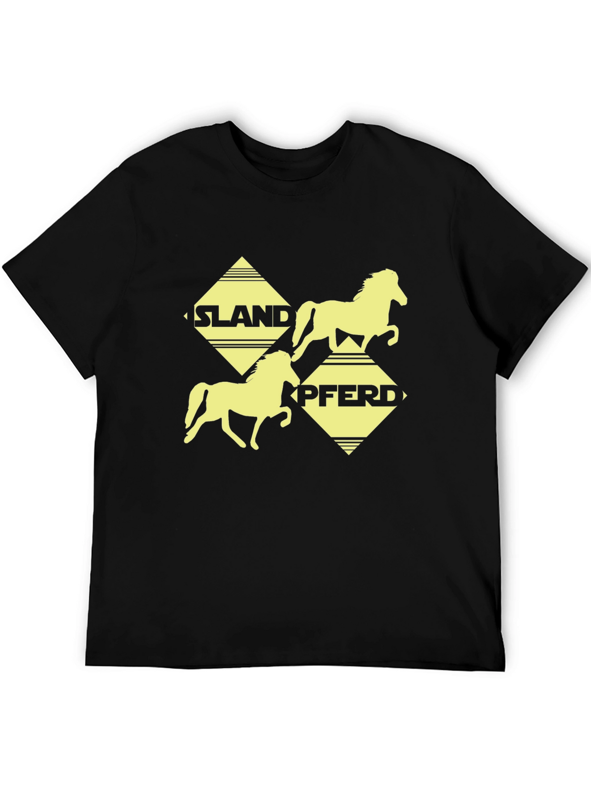 Islandpferd Graphic Tee - Black Cotton T-Shirt