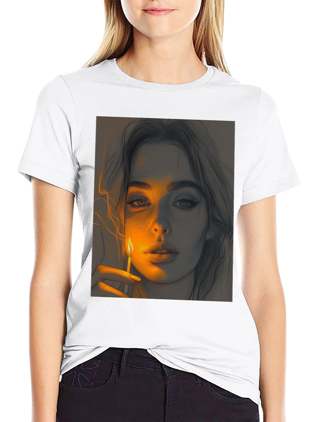 Artistic Portrait Graphic Tee - Soft Black Cotton