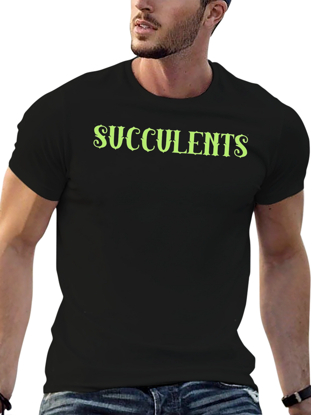 Succulents Graphic Black T-Shirt