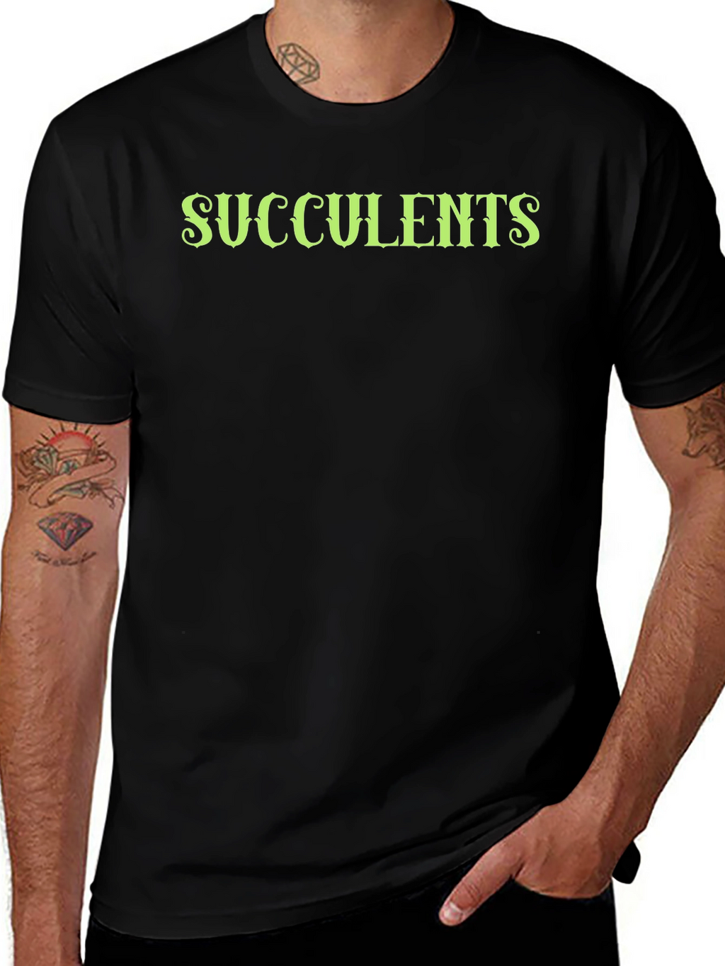 Succulents Graphic Black T-Shirt