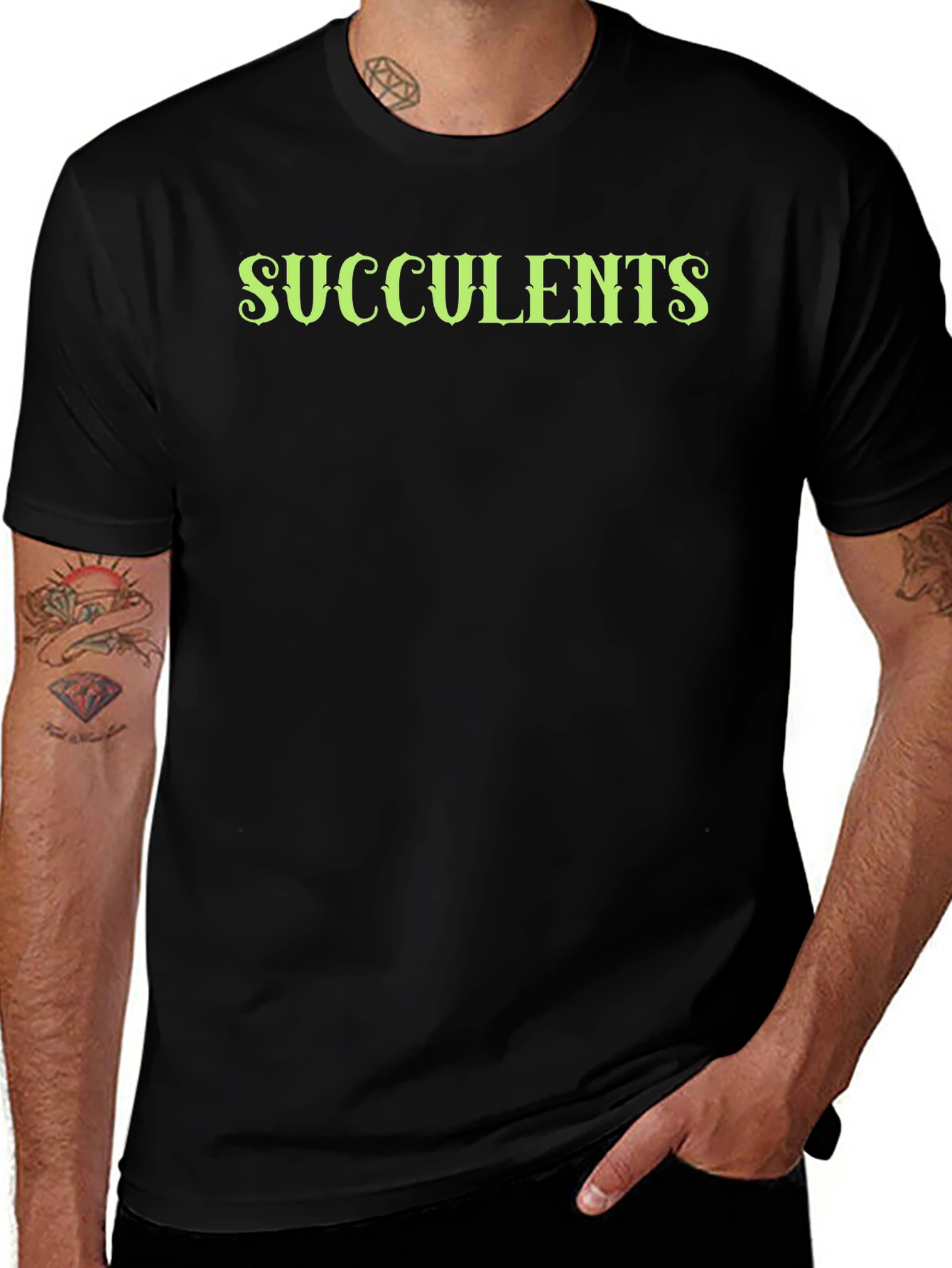 Succulents Graphic Black T-Shirt
