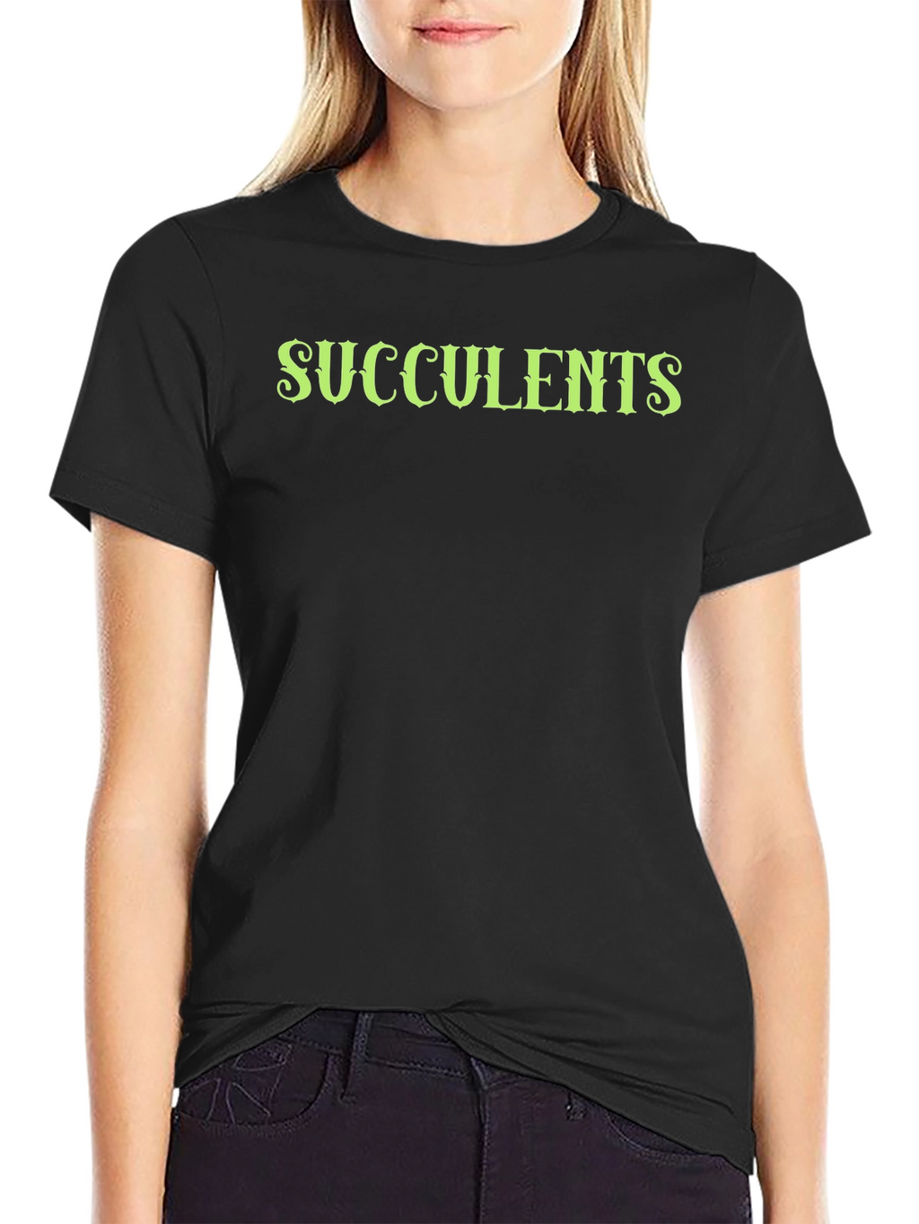 Succulents Graphic Black T-Shirt