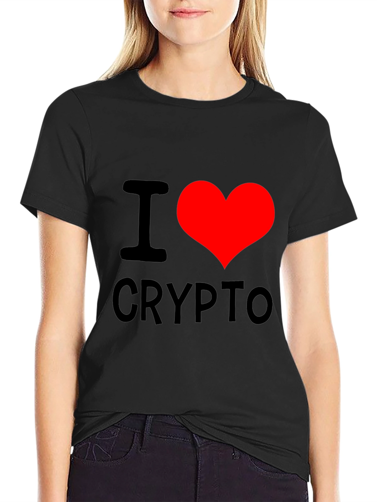 I Heart Crypto Black T-Shirt - Cryptocurrency Lover Tee