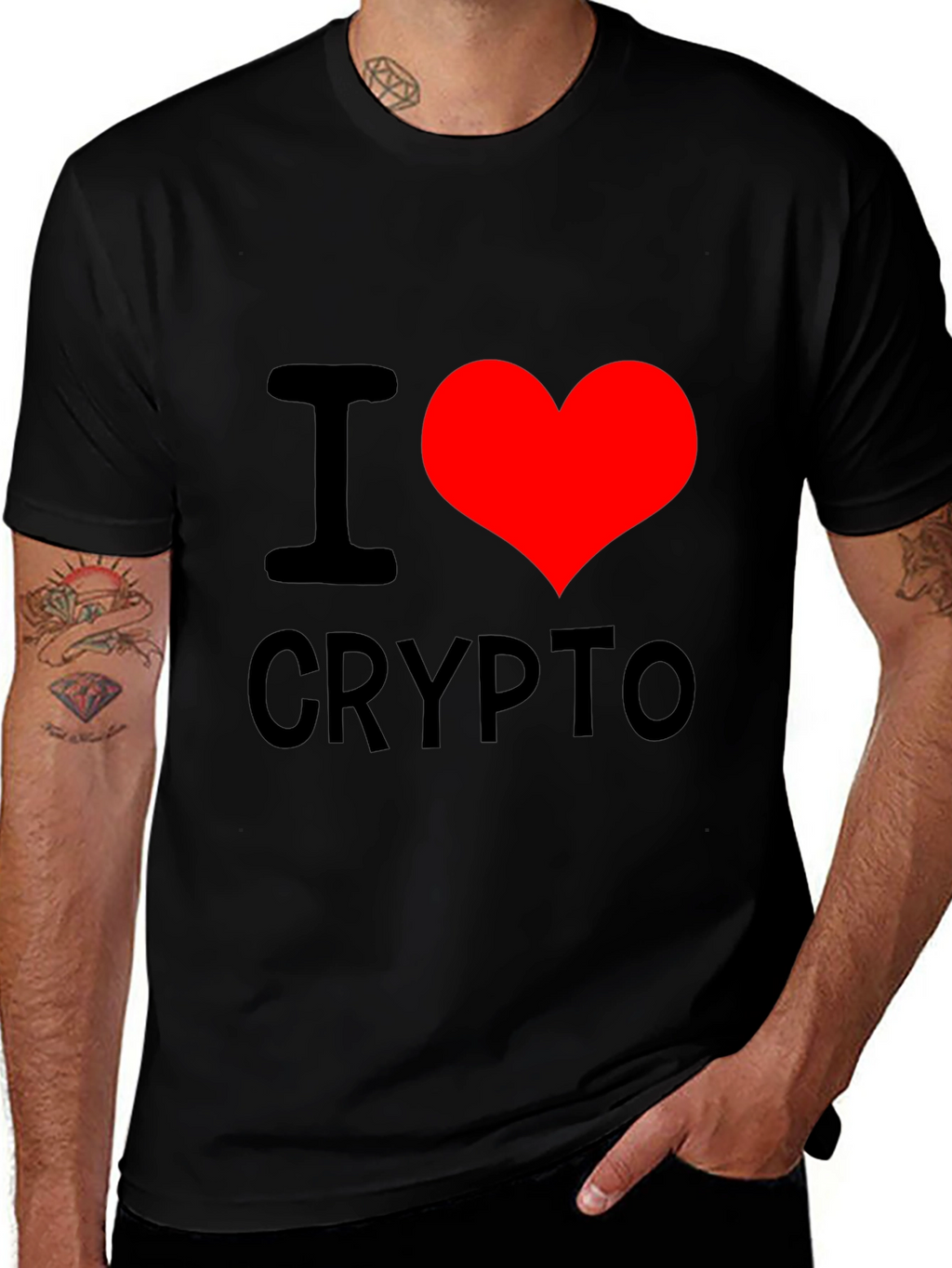 I Heart Crypto Black T-Shirt - Cryptocurrency Lover Tee