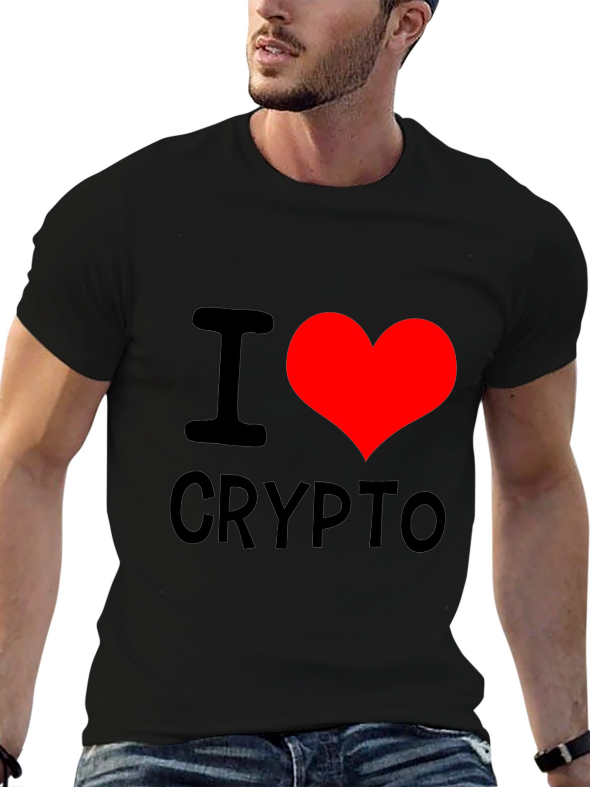 I Heart Crypto Black T-Shirt - Cryptocurrency Lover Tee
