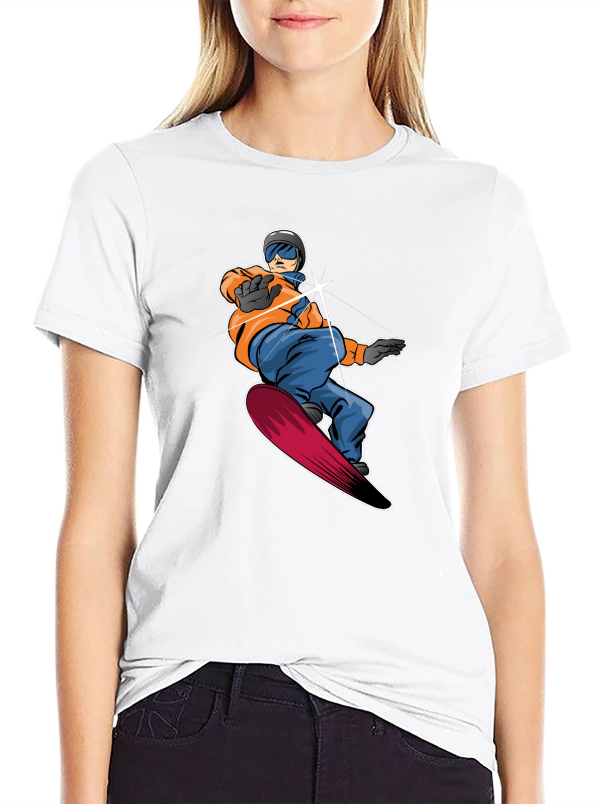 Cool Snowboarder Graphic Tee - Black Cotton