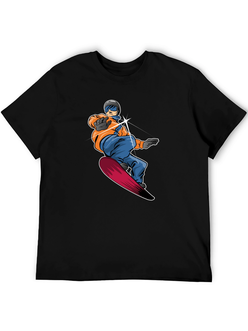 Cool Snowboarder Graphic Tee - Black Cotton