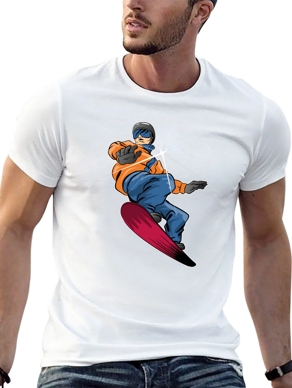 Cool Snowboarder Graphic Tee - Black Cotton