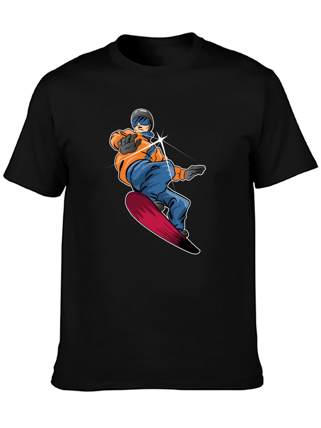 Cool Snowboarder Graphic Tee - Black Cotton
