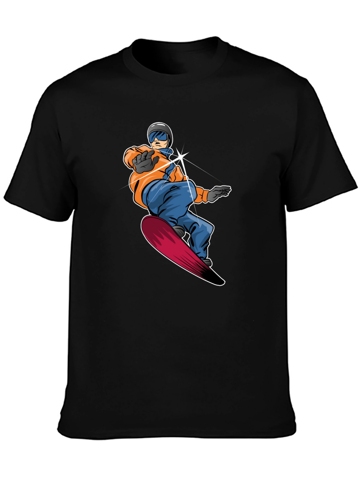 Cool Snowboarder Graphic Tee - Black Cotton