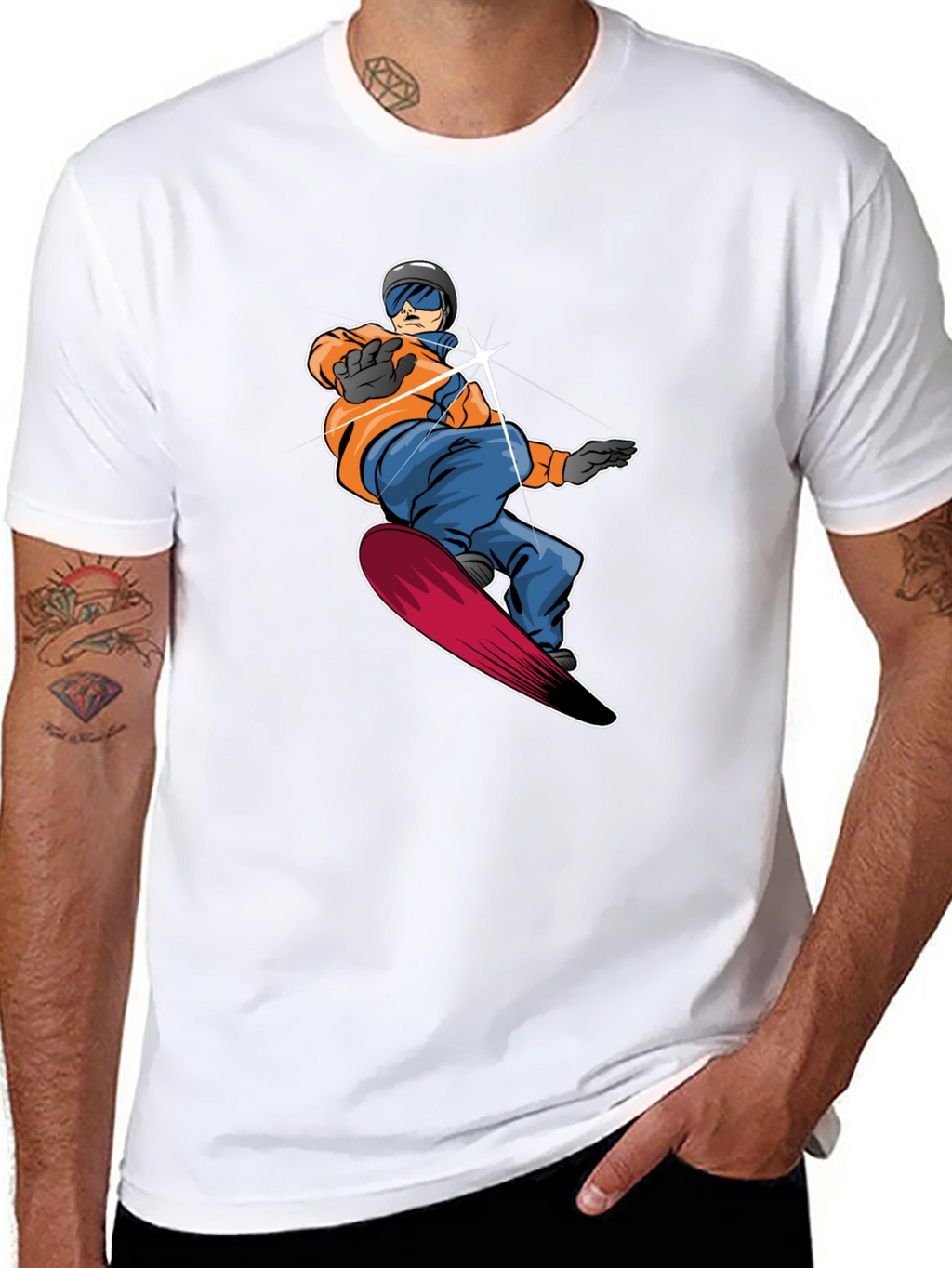 Cool Snowboarder Graphic Tee - Black Cotton