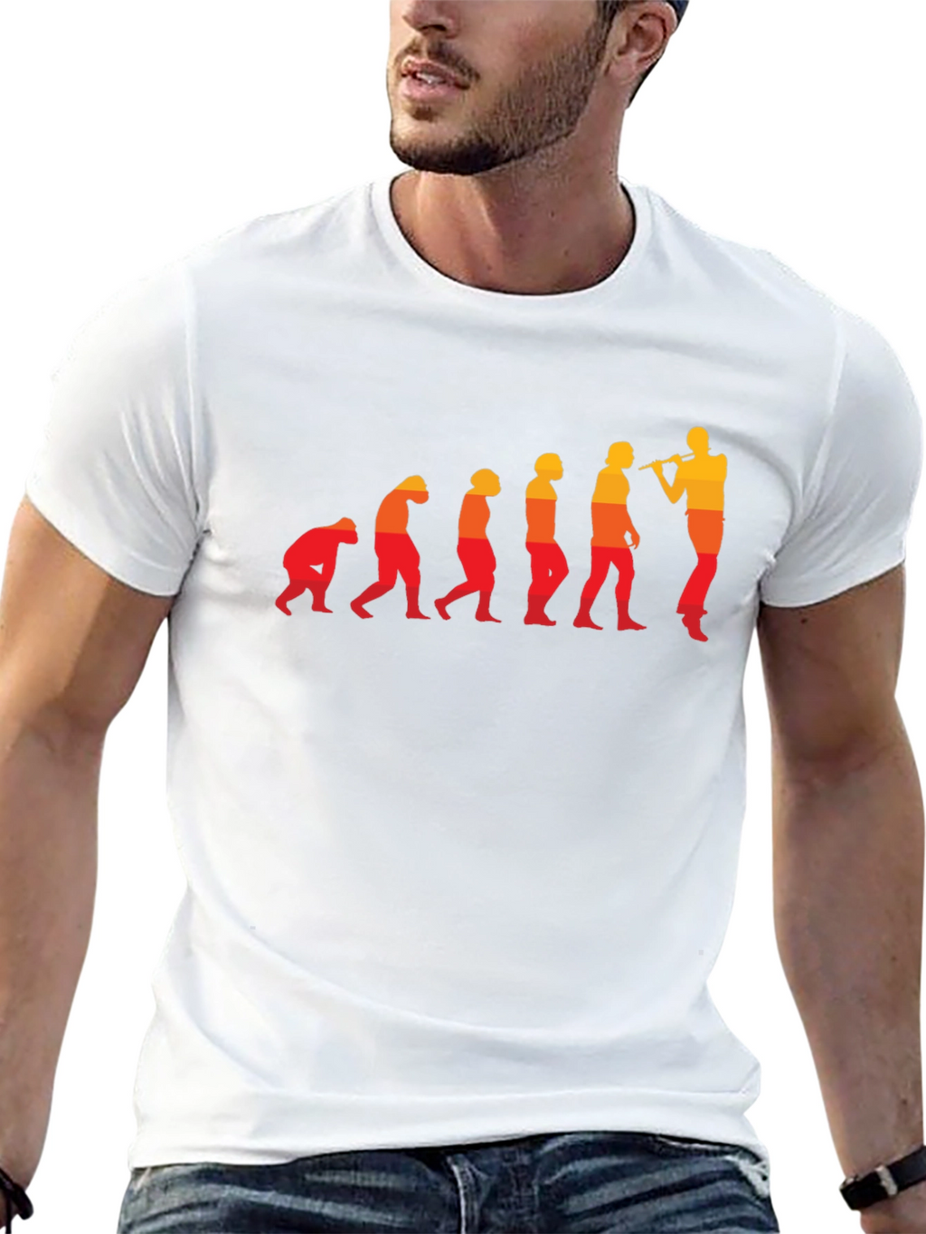 Evolution of Flute Player T-Shirt