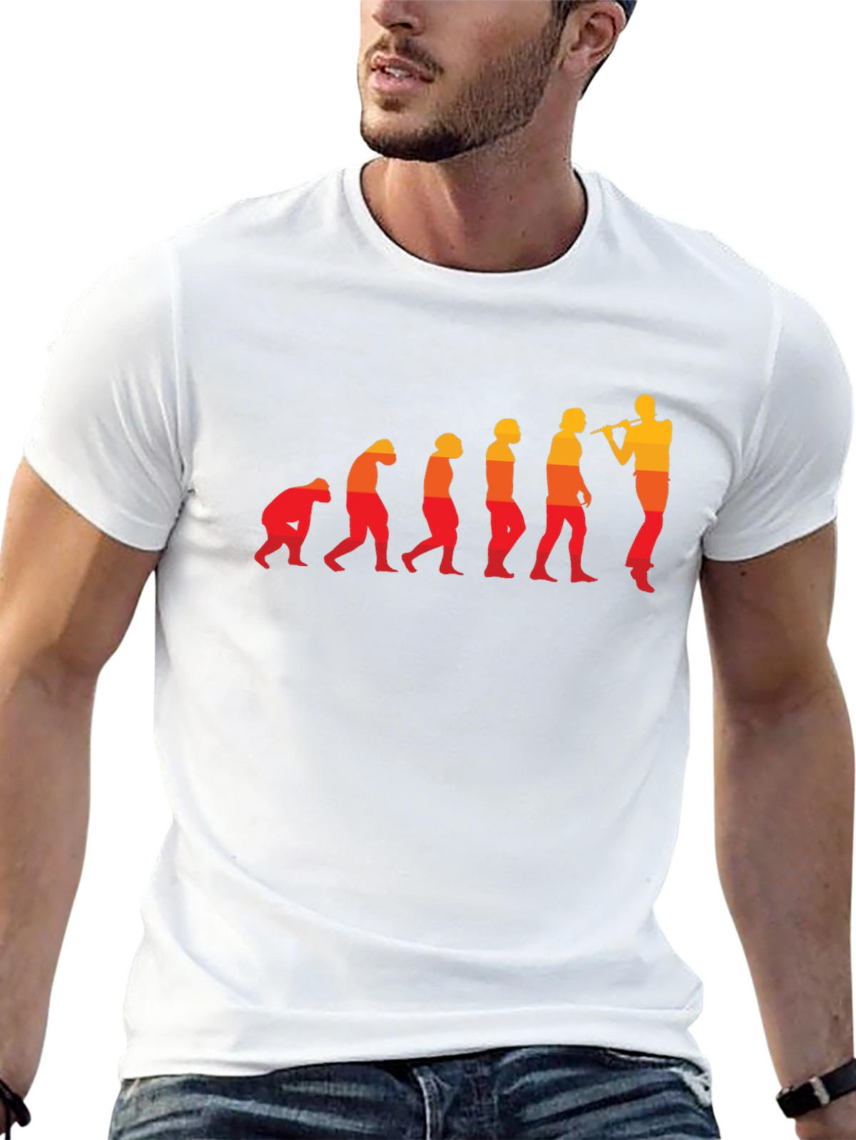 Evolution of Flute Player T-Shirt
