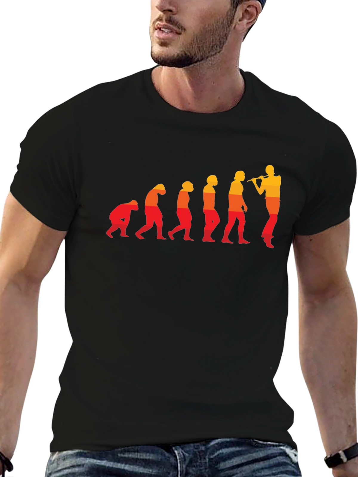Evolution of Flute Player T-Shirt