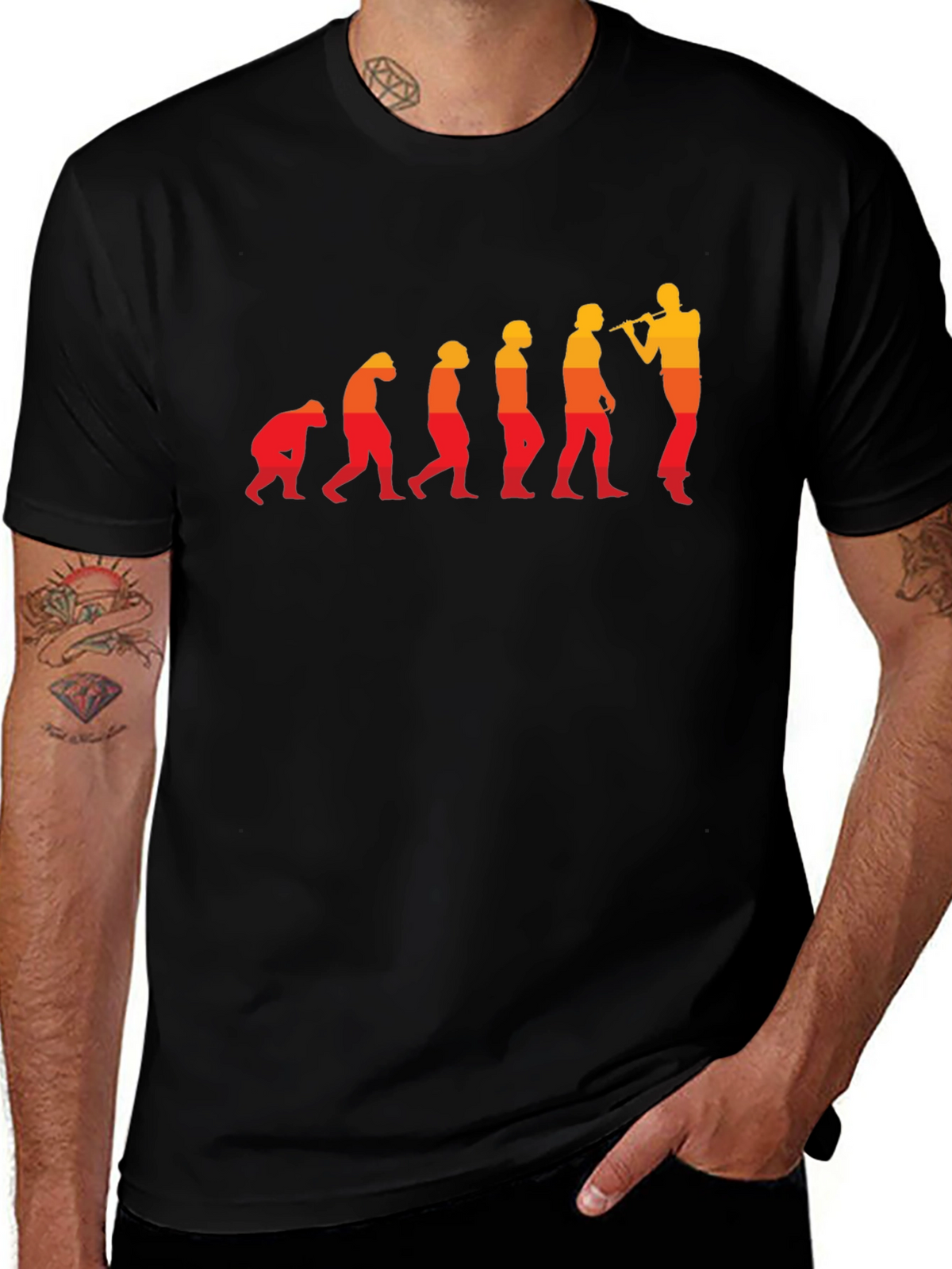 Evolution of Flute Player T-Shirt