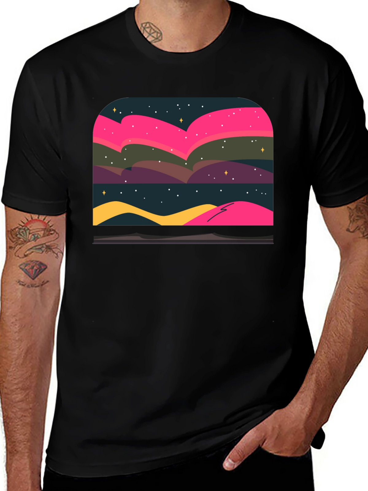 Northern Lights Graphic Tee - Black
